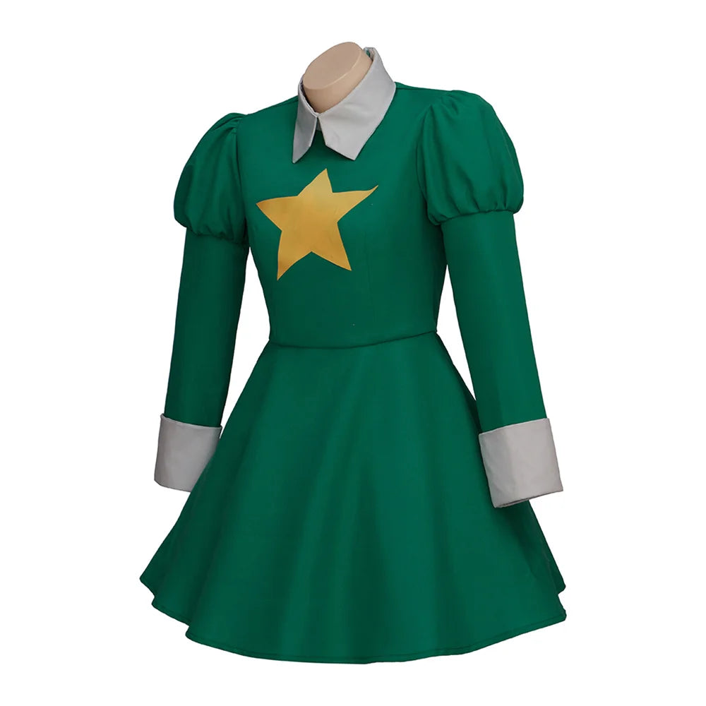 Game Skullgirls Annie Cosplay Costume Women's Green Uniform Dress with Eye-Patch Halloween Party Fighting Outfits