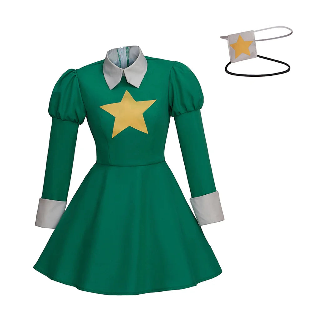 Game Skullgirls Annie Cosplay Costume Women's Green Uniform Dress with Eye-Patch Halloween Party Fighting Outfits