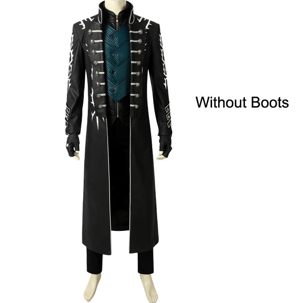 Games DMC 5 Vergil  Cosplay Costume Halloween Carnival Fashion Clothing Complete Outfit With Jacket Boots