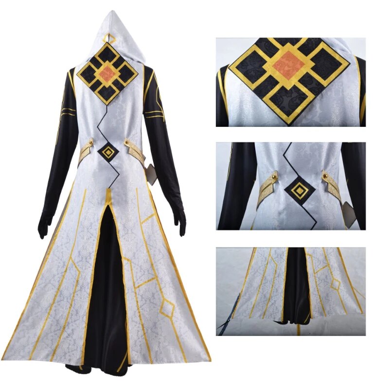 Genshin Impact Rex Lapis Morax Cosplay Costume Zhongli Cosplay Outfits Full Set Wig Gloves Earning Wig Cloak Halloween Game Suit