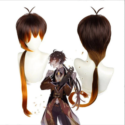 Genshin Impact Rex Lapis Morax Cosplay Costume Zhongli Cosplay Outfits Full Set Wig Gloves Earning Wig Cloak Halloween Game Suit