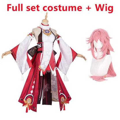 Genshin Impact Yae Miko Guuji Yae Cosplay Costume Genshin Deguisement Wig Dress Party Outfit Halloween Costumes for Women Girl