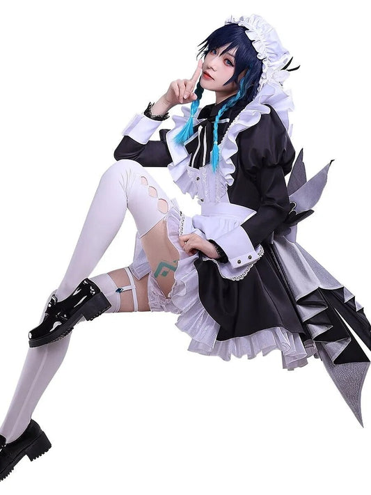 Genshin Impact Cos Costume Wendy Cosplay Male Cos French Maid Costume Babatos Anime Costume Male C Costume