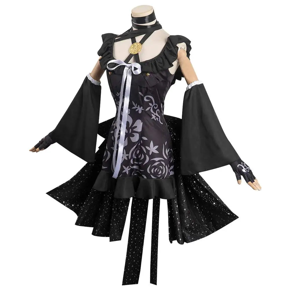 Girls Game Enigma Archives RAIN CODE Death Cosplay Costume Clothes Women Black Dress Outfits Halloween Carnival Party Suit