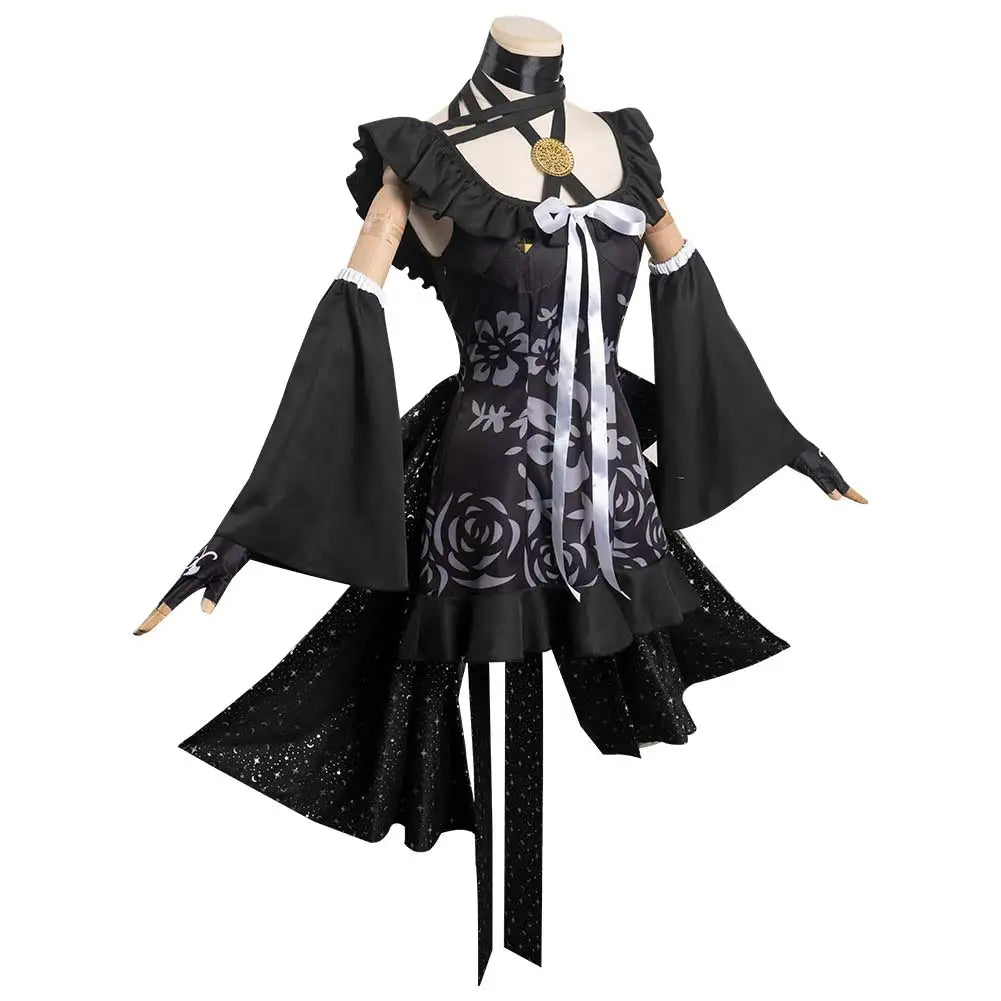 Girls Game Enigma Archives RAIN CODE Death Cosplay Costume Clothes Women Black Dress Outfits Halloween Carnival Party Suit