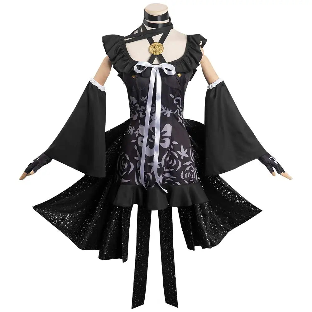 Girls Game Enigma Archives RAIN CODE Death Cosplay Costume Clothes Women Black Dress Outfits Halloween Carnival Party Suit