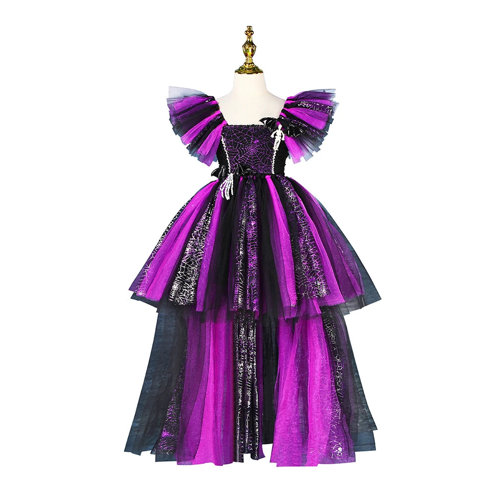 Girls Maleficent Halloween Cosplay  Devil Witch Dress Carnival Party Toddler Kids Bat Costume Infant Dress Up Children Clothing