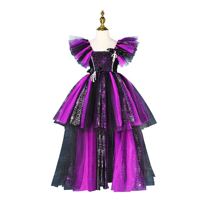 Girls Maleficent Halloween Cosplay  Devil Witch Dress Carnival Party Toddler Kids Bat Costume Infant Dress Up Children Clothing