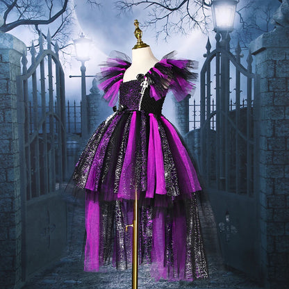 Girls Maleficent Halloween Cosplay  Devil Witch Dress Carnival Party Toddler Kids Bat Costume Infant Dress Up Children Clothing