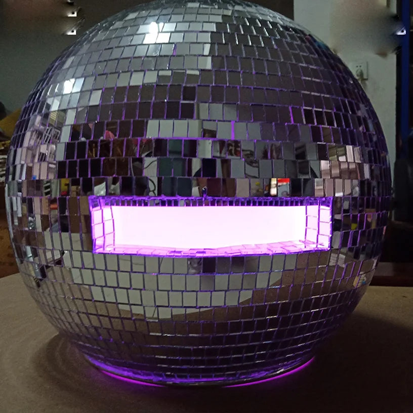 Glass Ball Led Light Helmet Catwalk Mirror Men Hat Disco Performance Model Ballroom Dance Headwear Singer Stage Show Wears