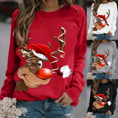 Graphic Hoodies for Female Christmas Jumper Halloween Soft Warm Hoodies  Fashion Hoodless Sweatshirt Loose Pullovers