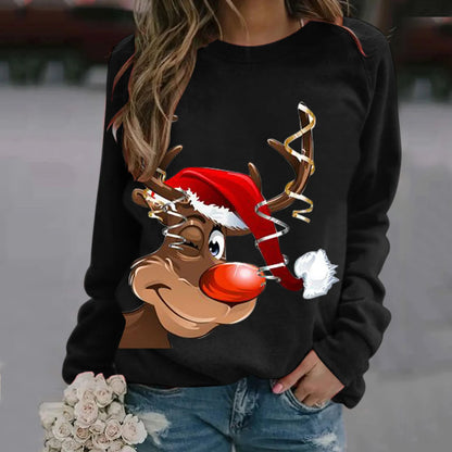 Graphic Hoodies for Female Christmas Jumper Halloween Soft Warm Hoodies  Fashion Hoodless Sweatshirt Loose Pullovers