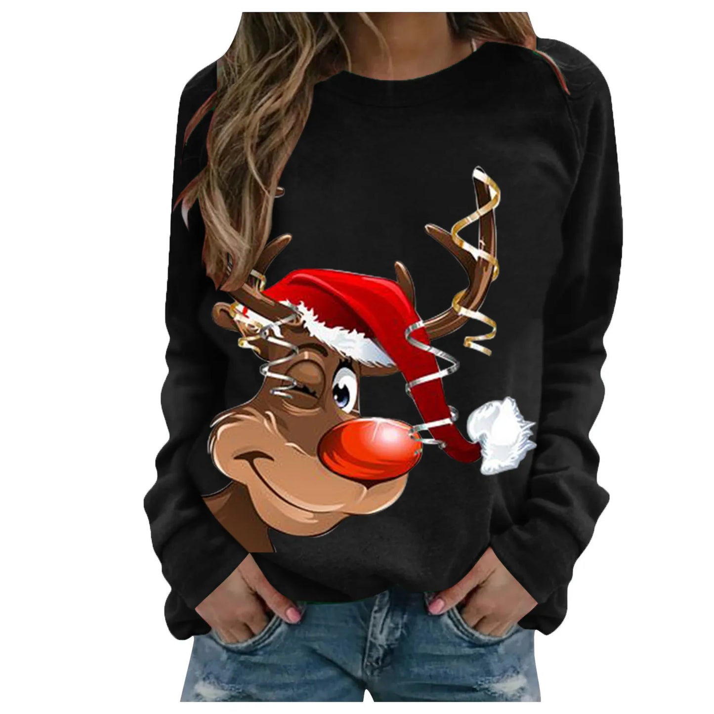 Graphic Hoodies for Female Christmas Jumper Halloween Soft Warm Hoodies  Fashion Hoodless Sweatshirt Loose Pullovers