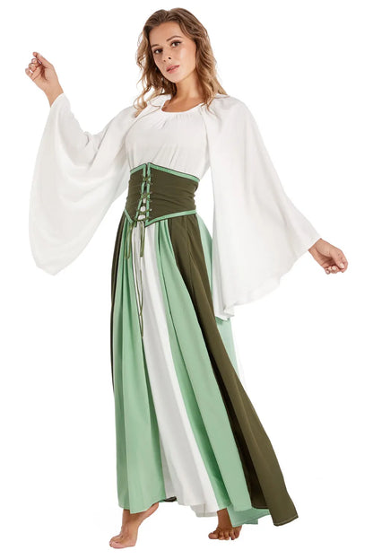 Green Pirate Dress Medieval Renaissance Dress Gothic Victorian Cos Gown Halloween Costume