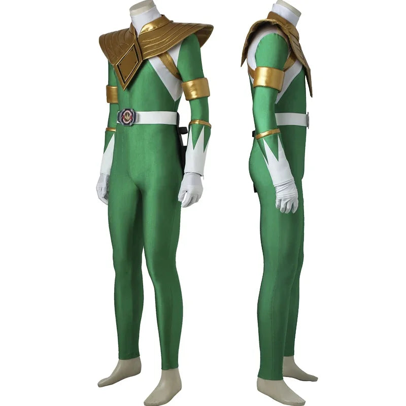 Green Ranger Cosplay Costume with Armor Accessories and Boots Men's Battle Suit Halloween Outfit