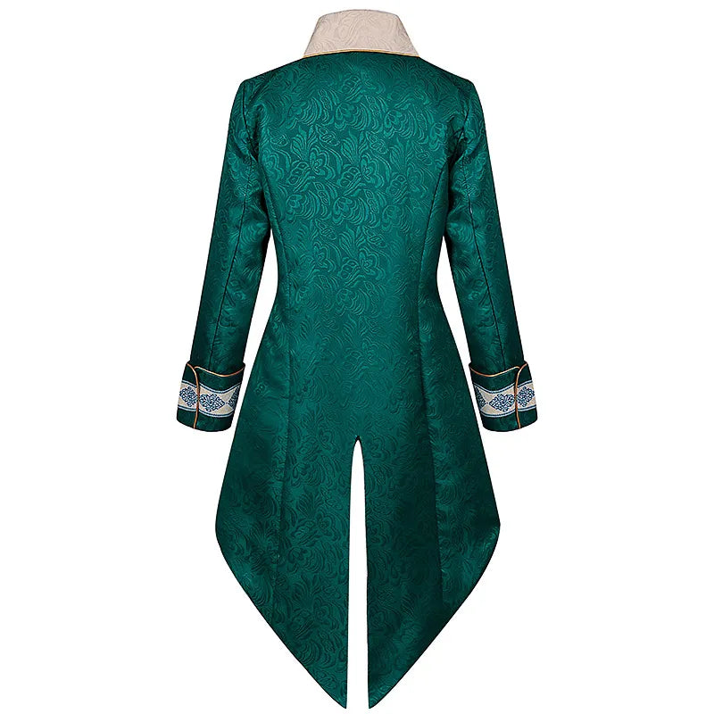 Green Victorian Nobleman Jacket Medieval Cosplay Pirate Tuexdo Men Renaissance Frock Steampunk Tailcoat Halloween Costume Party