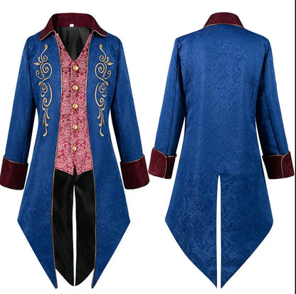 Green Victorian Nobleman Jacket Medieval Cosplay Pirate Tuexdo Men Renaissance Frock Steampunk Tailcoat Halloween Costume Party