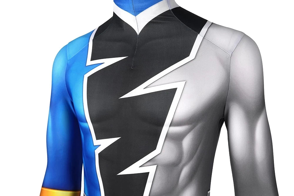 Kishryu Sentai Ryusoulger Cosplay Costume Blue Dino Ranger Melto Bodysuit Halloween Masquerade Cool Print Zentai Jumpsuit