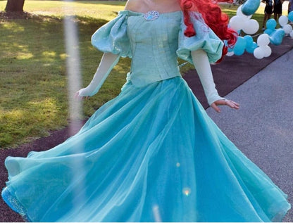 Custom-Made Ariel Princess Green Cosplay Costume Dress For Halloween Party Costumes