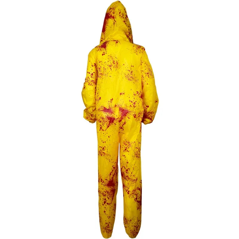 Walking Dead Zombie Horror Costume Kid Halloween Catsuit Hazmat Adult Scary Outfit Child Boys Bloody Hood Jumpsuit For Men Women