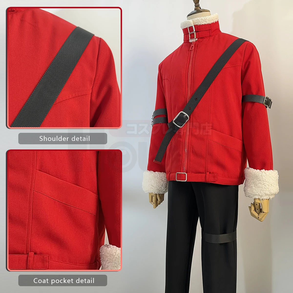 Frieren Beyond Journey's End Anime Stark Cosplay Costume Wig Red Winter Jacket Black Pants Casual Daily Wearing Gift