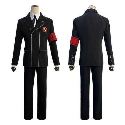 Game P3 Makoto Yuki Cosplay Costume Gekkoukan High School Uniform Embroidery Suit Pants Shirt Daily Wearing Gift