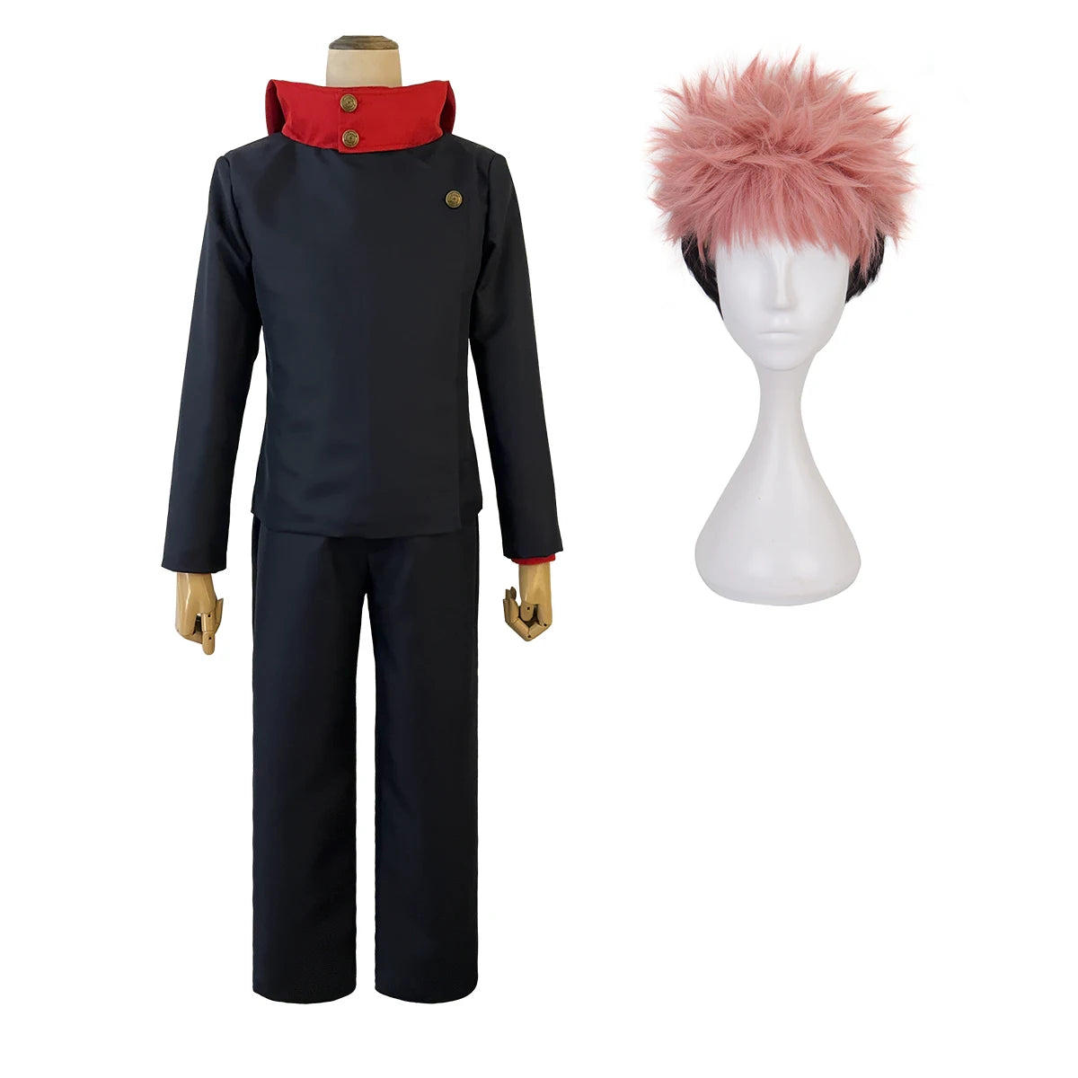 Jujutsu JJK Manga Anime Itadori Yuji Cosplay Costume Wig Jacket Pants Uniform Rose Net Synthetic Halloween Christmas