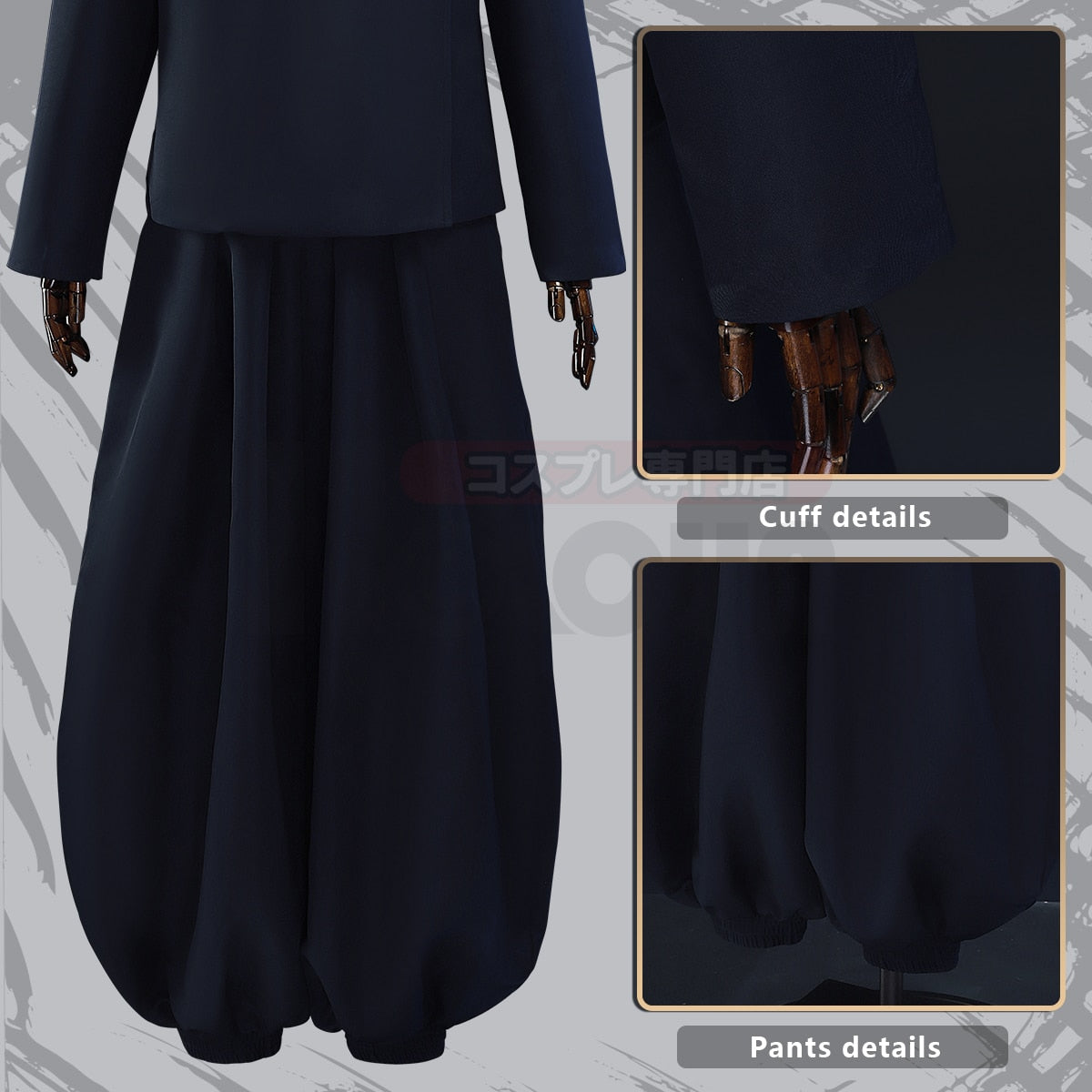 Jujutsu JJK Manga Anime Suguru Geto Satoru Gojo Cosplay Costume Wig Dark Blue Jacket Pants Uniform Rose Net Halloween