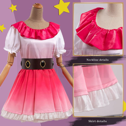 OSHI NO KO Anime Ai Hoshino Cosplay Costume Wig Gradient Pink Dress Skirt Bunny Hairpin Casual Wear Rose Net Synthetic