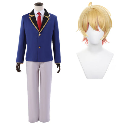 OSHI NO KO Anime Akua Hoshino Cosplay Costume Wig Aqua School Uniform Suit Daily Wearing Shirt Rose Net Synthetic Fiber