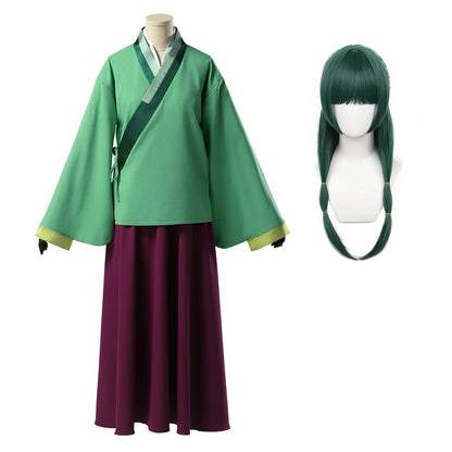 The Apothecary Anime Maomao Cosplay Costume Wig Elastic Skirt Green Top Rose Net Synthetic Fiber Cos Convention Gift