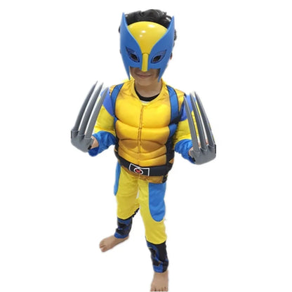 Wolverine Kids Costume Superhero Jumpsuit Mask Set Halloween Christmas New Year Cosplay Outfit