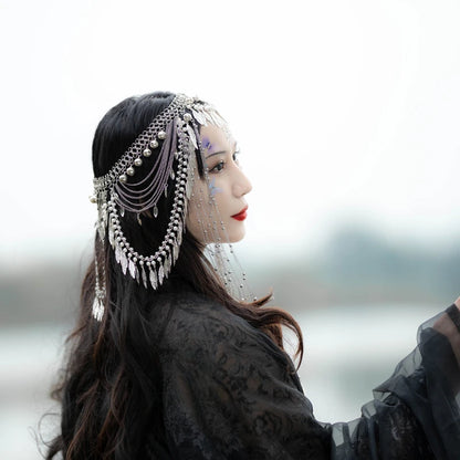 Hair Accessories Tassel Exotic Miao' S Holy Girl Headdress Set Women's COS Head Chain With Stage Hanfu Clothing Accessories 1Pc