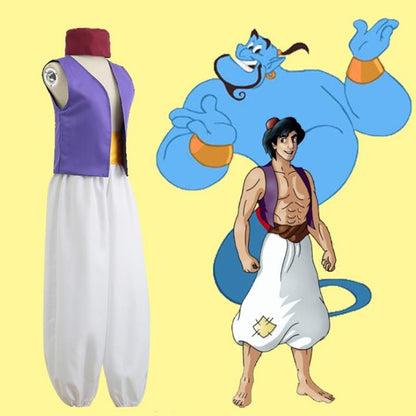 Halloween Adult Fantasy Mythical Prince Aladdin One Thousand and One Nights Anime Cosplay Full Costume, Party Men's COS