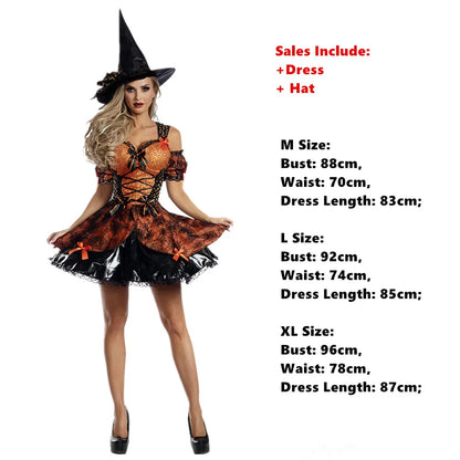 Halloween Adult Sexy Women Purple Witch Costume Carnival Party Fantasia Cosplay Dresse With Hat Suit