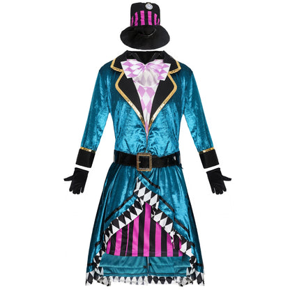 Halloween Alice In Wonderland Clock Mad Hatter Cosplay Costume Sexy Adult Fairy Tale Dress Women Magic Show Tuxedo Fancy Dress