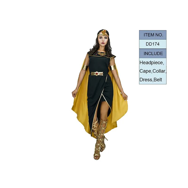 Halloween Ancient Egyptian Costumes Pharaoh Empress Cleopatra Queen Priest Cosplay Clothing for Women's Fancy Dress Outfits