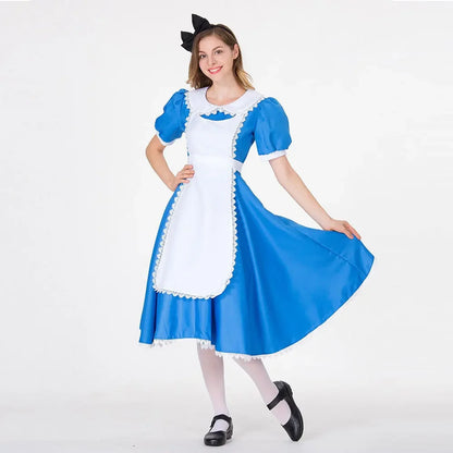 Halloween Anime Blue Party Princess Queen Cosplay Costume Women's Anime Sweet Lolita Sissy Maid Fancy Dress