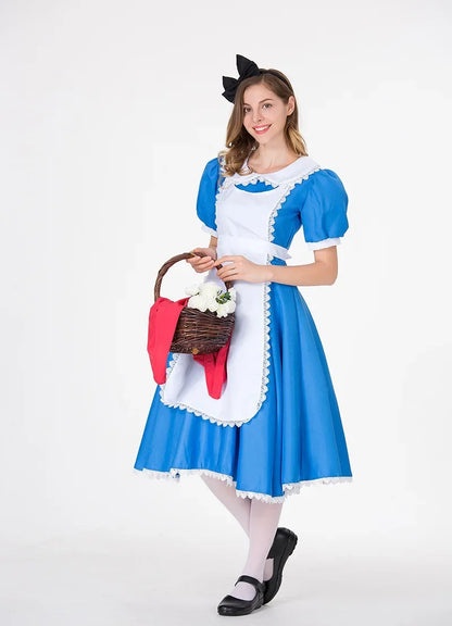 Halloween Anime Blue Party Princess Queen Cosplay Costume Women's Anime Sweet Lolita Sissy Maid Fancy Dress