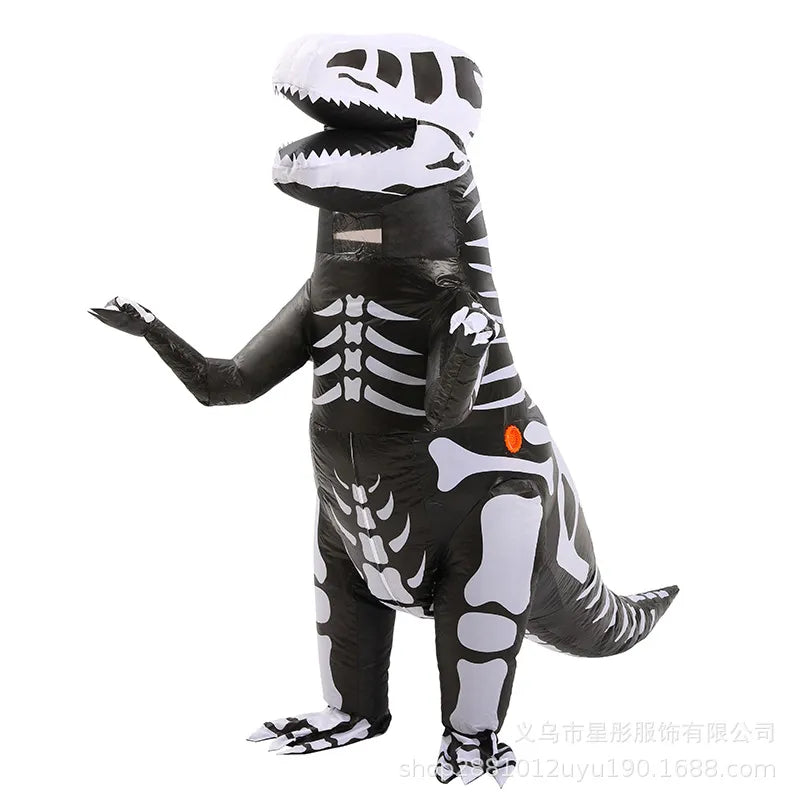 Halloween Carnival Adult Kids Anime Cosplay Masquerade Festival Party Skeleton Tyrannosaurus Rex Dinosaur Inflatable Costume
