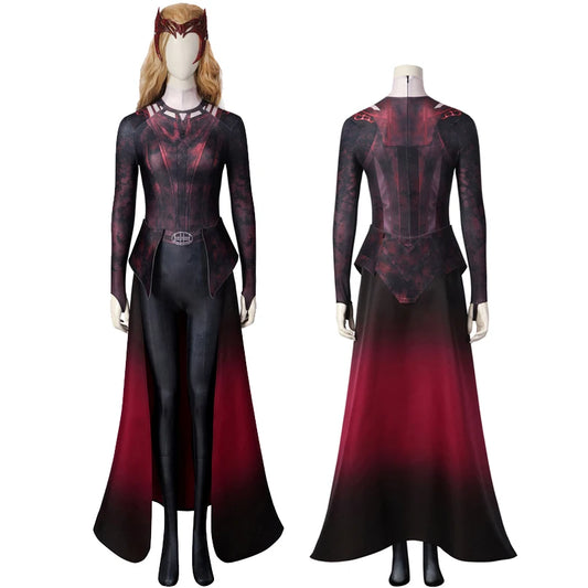 Halloween Carnival in The Multiverse of Madness Superhero Outfit Wanda Cosplay Printing Jumpsuit Scarlet Witch Costume