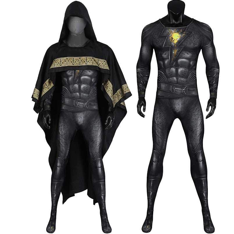 Halloween Carnival Superhero Black Teth Adam Cosplay Costume 3D Spandex Printing Muscle Jumpsuit Armor Suit