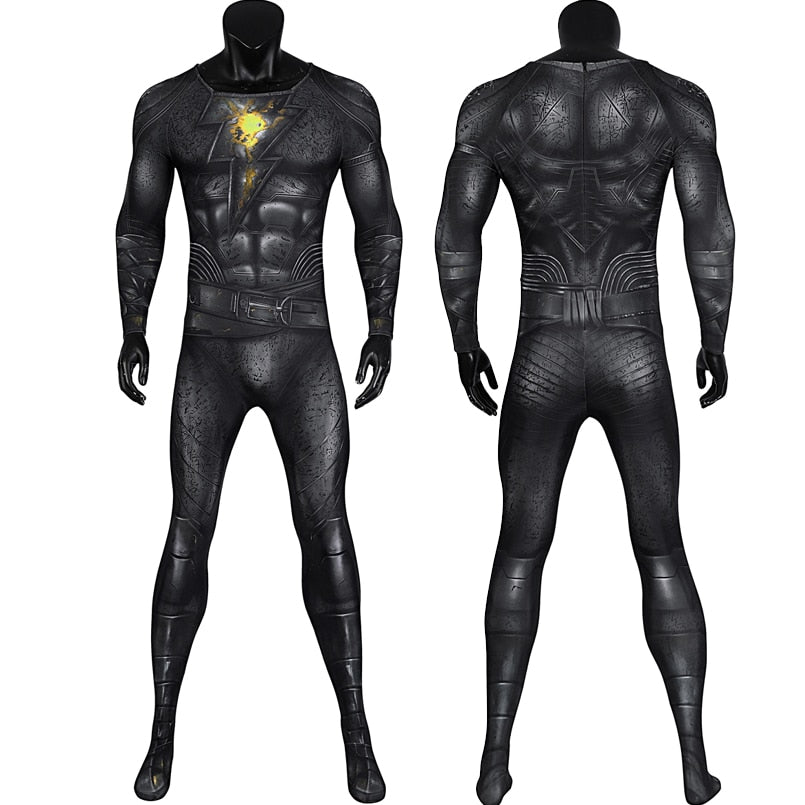 Halloween Carnival Superhero Black Teth Adam Cosplay Costume 3D Spandex Printing Muscle Jumpsuit Armor Suit