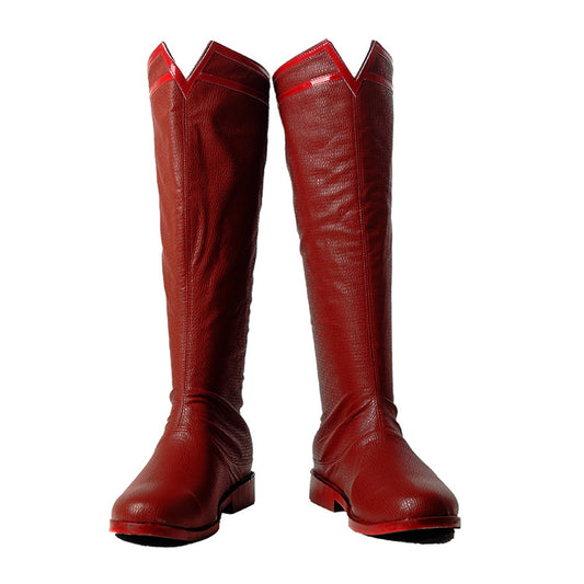 Halloween Carnival Superhero Cosplay Clark Kent Costume Accessories Hero Faux Leather Red Boots