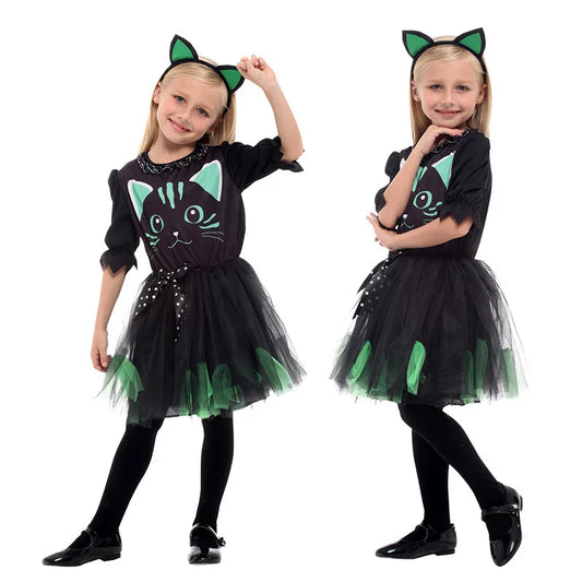 Halloween Children's Performance Costume Carnival Black Cat Character Performance Clothes Playful Girls and Girls