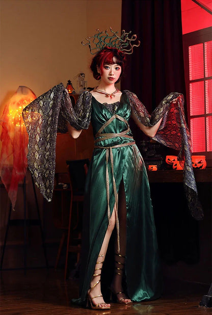 Halloween Cosplay Anime Costume for Women Ancient Greek Myth Medusa Snake Dress Adult Sexy Dress Suit Snake Siren Witch Costume