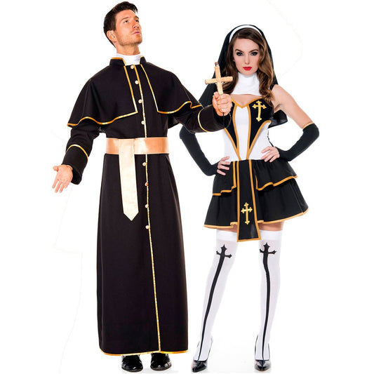 Halloween Cosplay Costumes Props Women Lady Nun Superior Halloween Carnival Church Religious Convent Party Dress Up Party