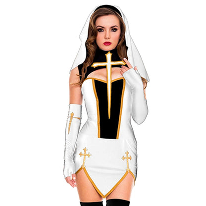 Halloween Cosplay Costumes Props Women Lady Nun Superior Halloween Carnival Church Religious Convent Party Dress Up Party