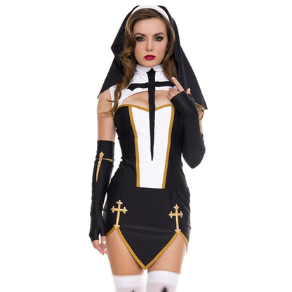 Halloween Cosplay Costumes Props Women Lady Nun Superior Halloween Carnival Church Religious Convent Party Dress Up Party