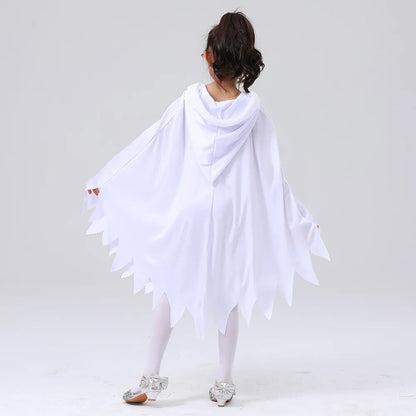 Halloween Cosplay Nightlight Hooded Cloak Kids White Ghost Glowing Ghost Face Cloak Party Dress Up Scary Ghost Clothes